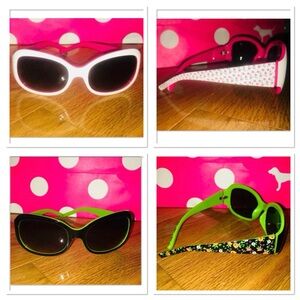 RARE Vintage Neon Floral Alloy Sunglasses; White/Pink & Black Green